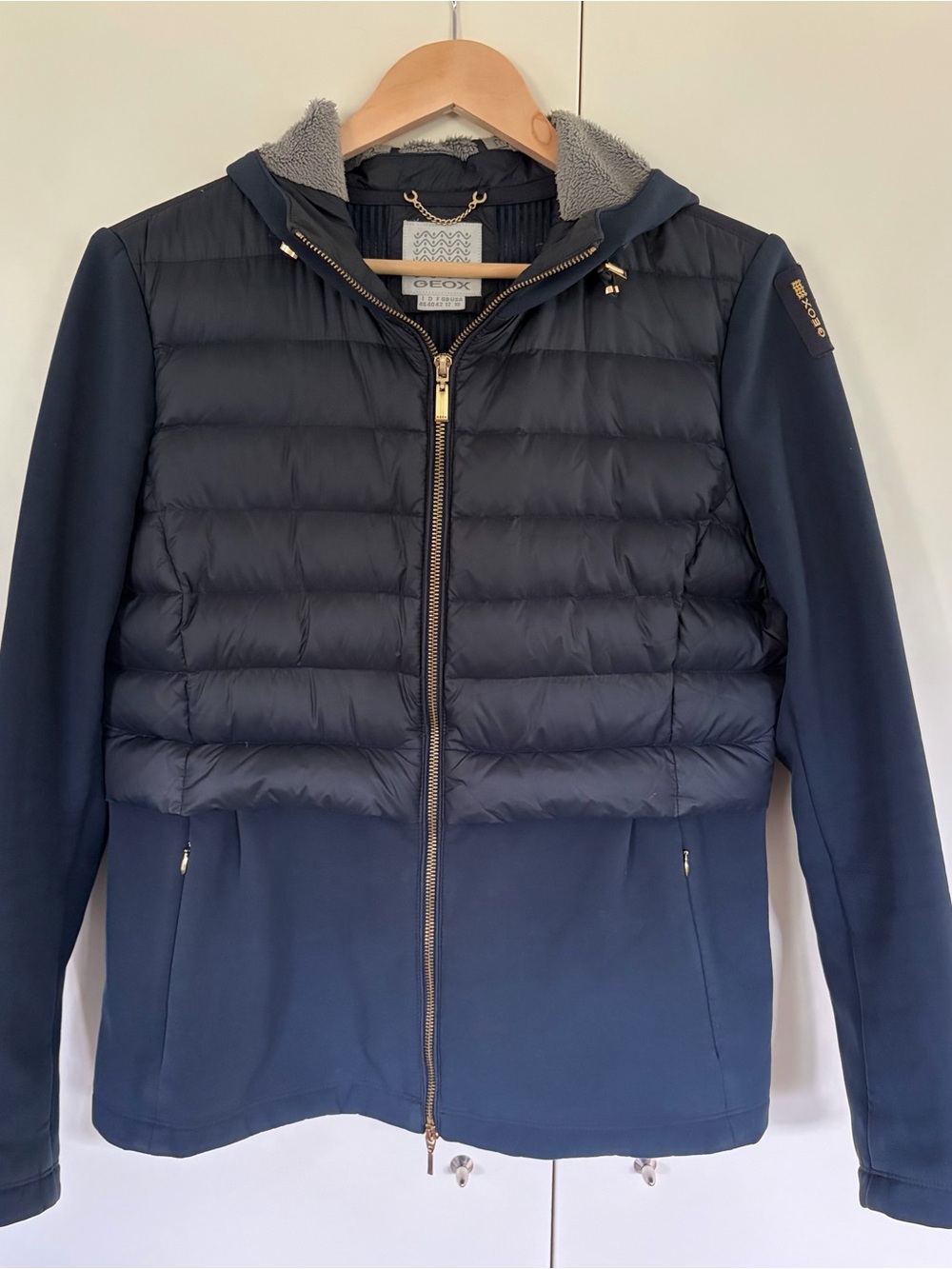 Geox Navy Hybrid Puffer down Jacket with Hood